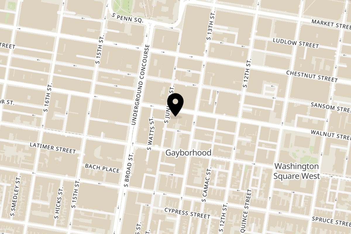 Map showing the location of Miss Saigon on 1316 Walnut St in Philadelphia